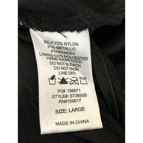 Shinestar Women's Black Gold Metallic Striped Peplum Top Size Large Y2k 1990s - Picture 5 of 5